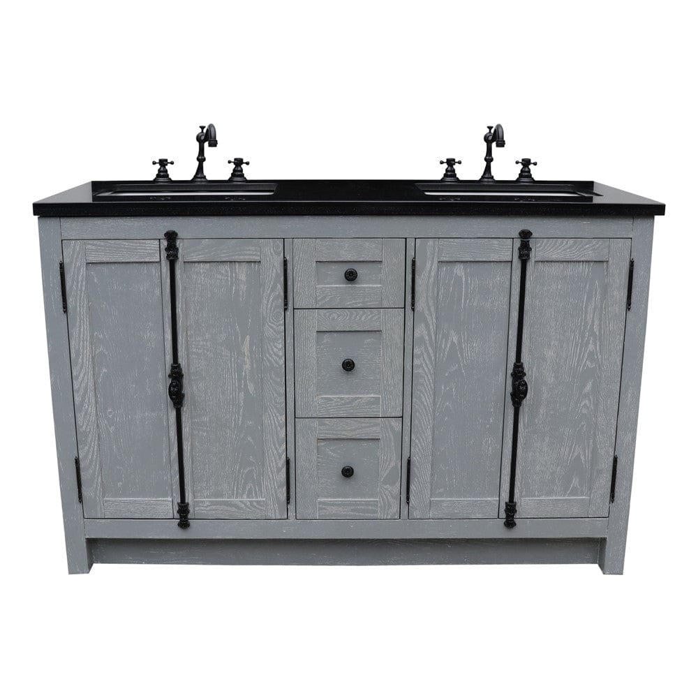 Bellaterra 55" Double Vanity in Gray Ash Finish Rectangle Sink