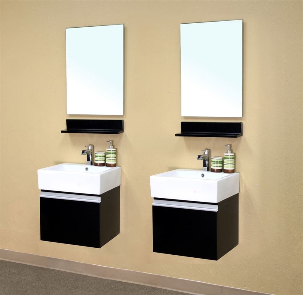 Bellaterra 41 in Double Wall Mount Style Sink Vanity Wood Dark Espresso 203145-D