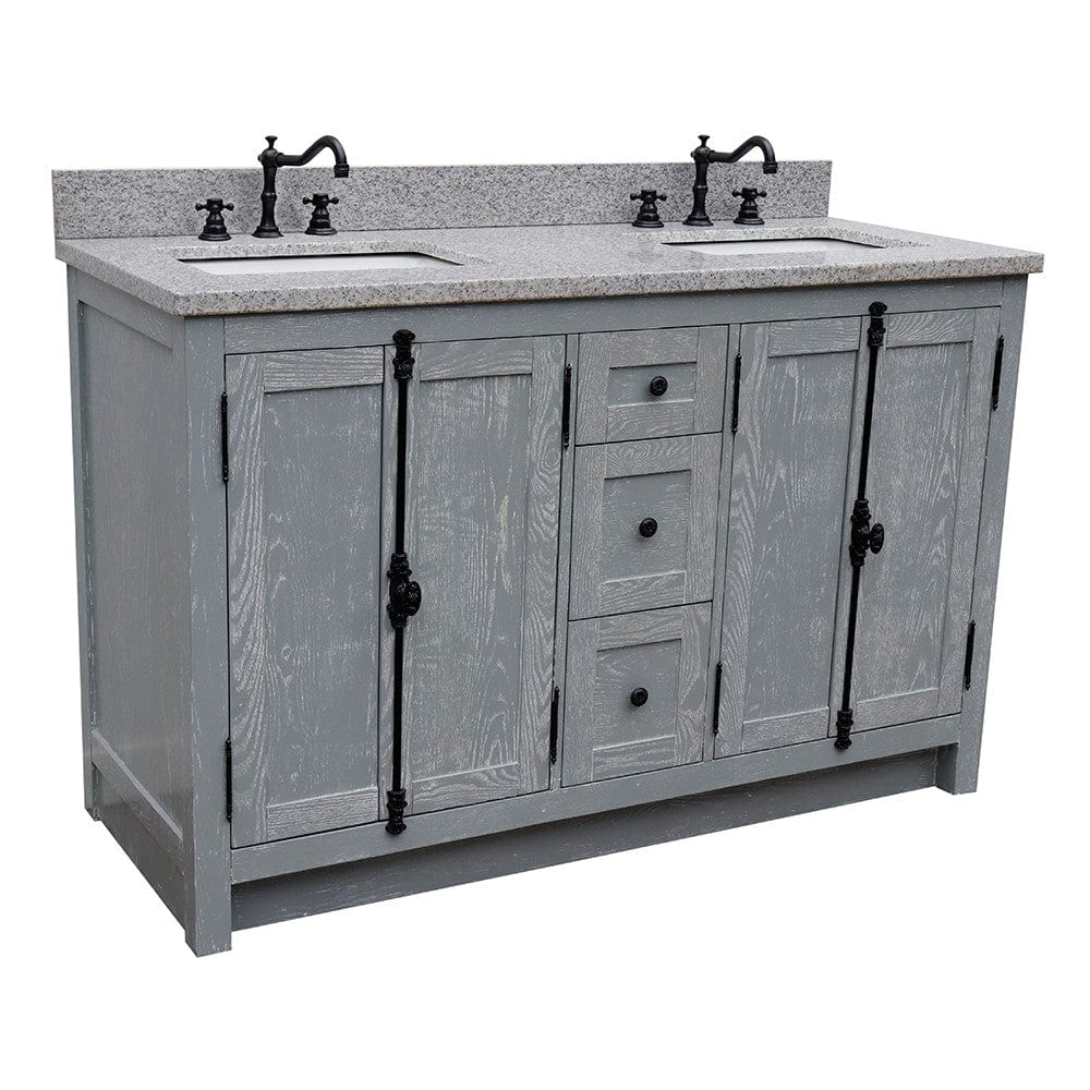 Bellaterra 55" Double Vanity in Gray Ash Finish Rectangle Sink