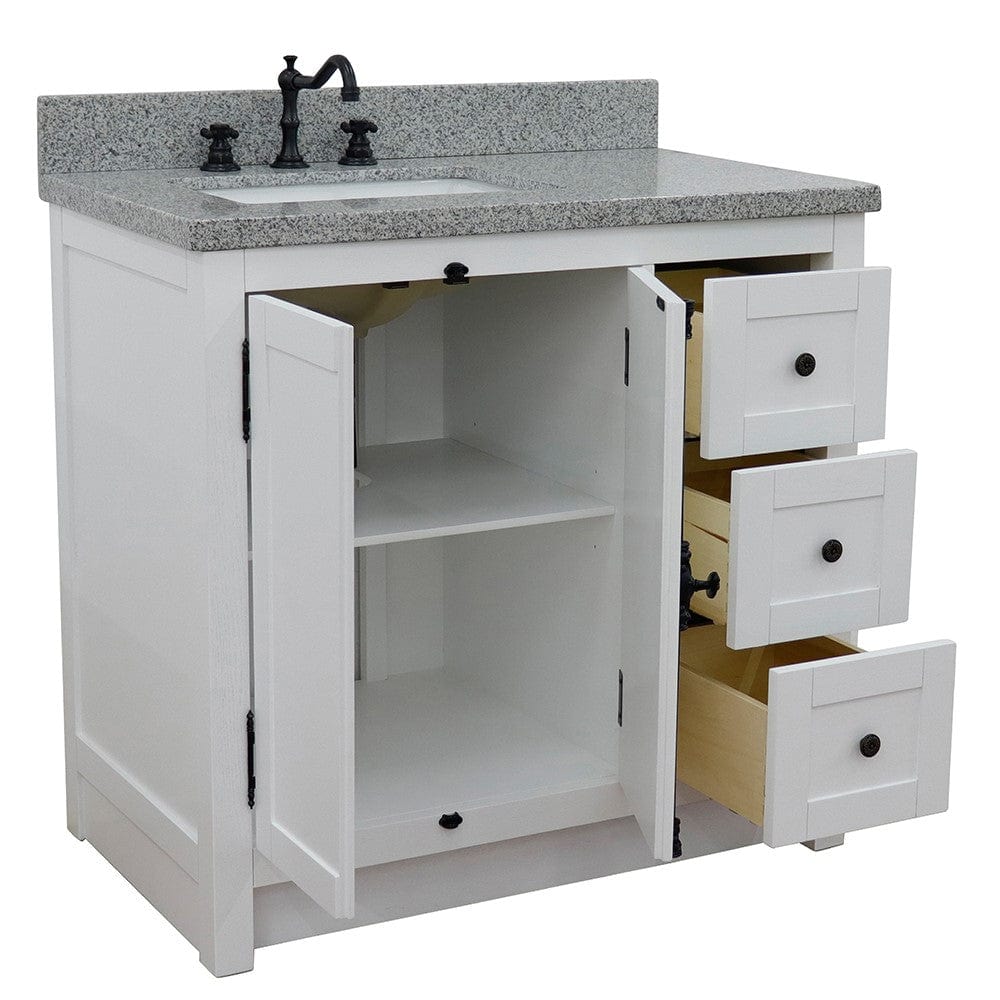 Bellaterra 37" Single vanity in Glacier Ash Finish  - Left doors/Left Sink 400100-37L-GA