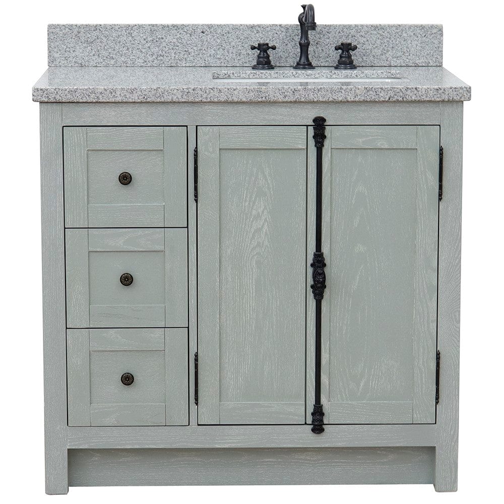 Bellaterra 37" Single vanity in Gray Ash Finish - Right doors/Right Sink 400100-37R-GYA