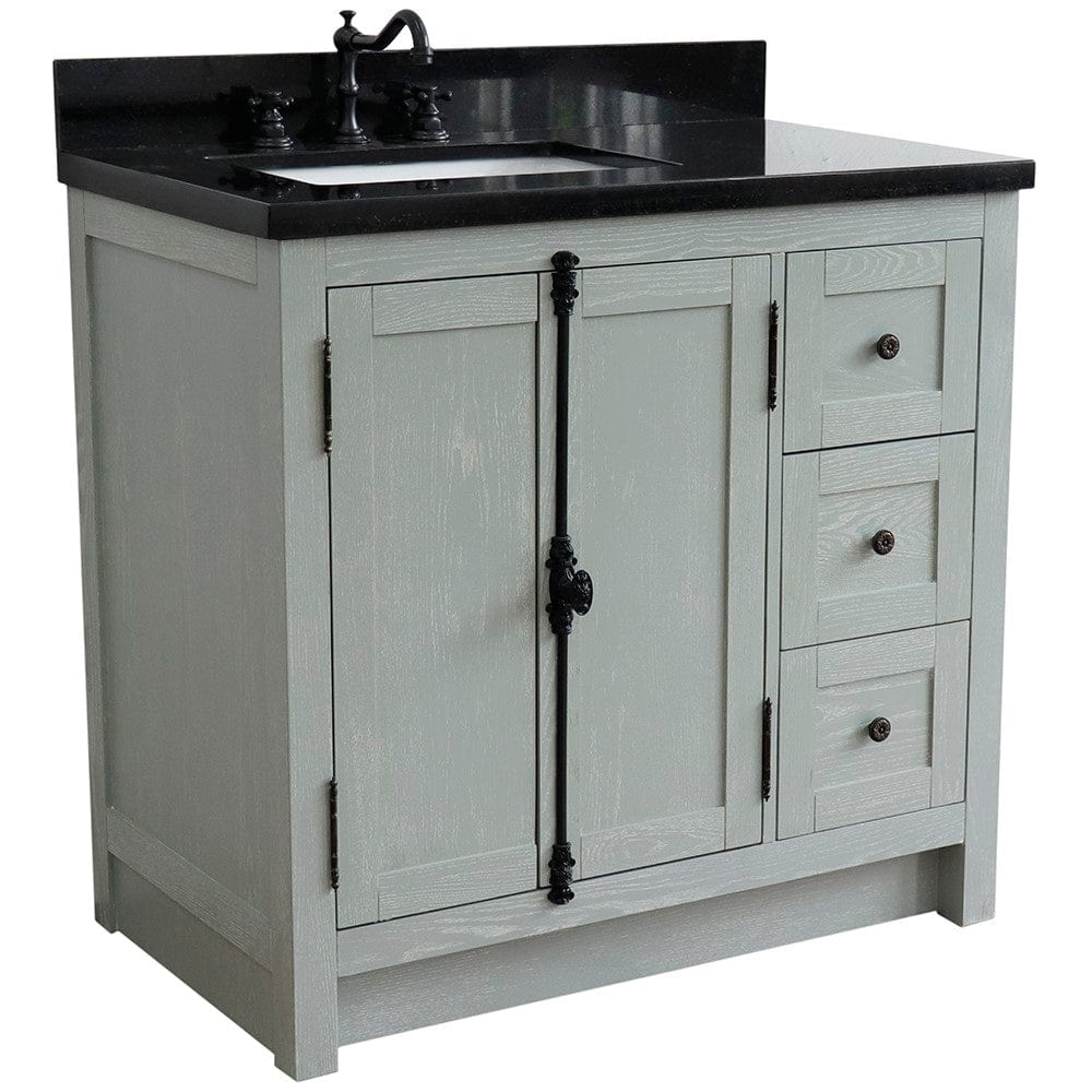 Bellaterra 37" Single vanity in Gray Ash Finish - Left doors/Left Sink 400100-37L-GYA