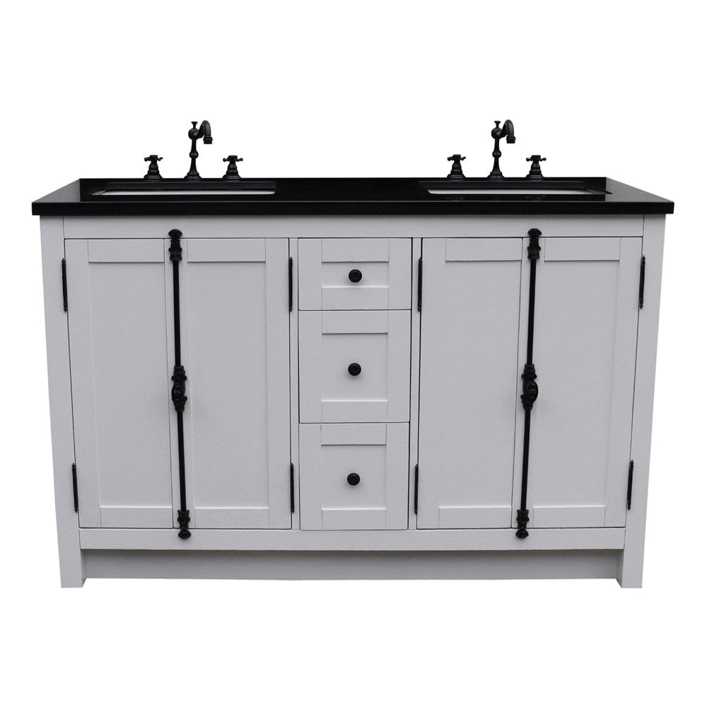 Bellaterra 55" Double Vanity in Glacier Ash Finish Rectangle Sink