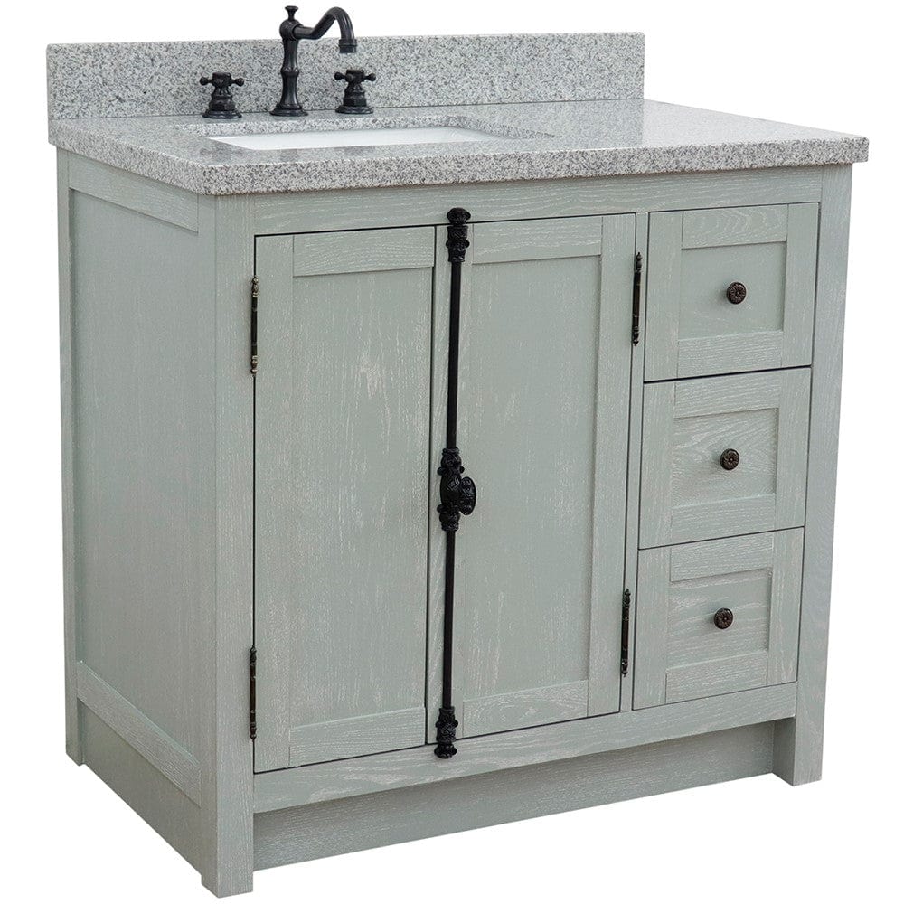 Bellaterra 37" Single vanity in Gray Ash Finish - Left doors/Left Sink 400100-37L-GYA