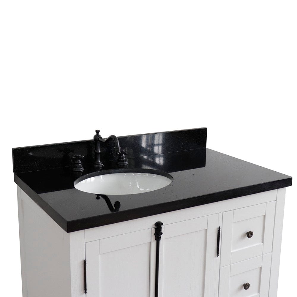 Bellaterra 37" Single vanity in Glacier Ash Finish  - Left doors/Left Sink 400100-37L-GA