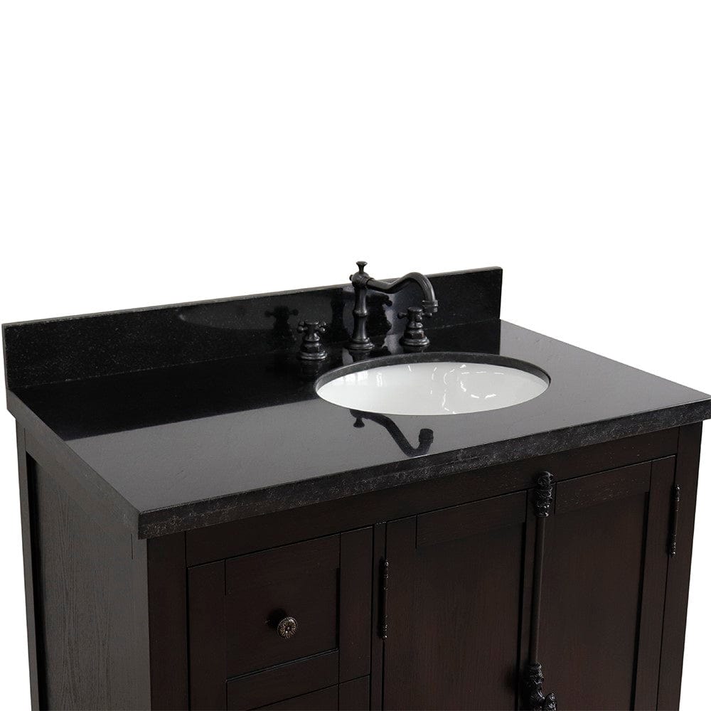 Bellaterra 37" Single Vanity in Brown Ash Finish Right doors/Right Sink 400100-37R-BA