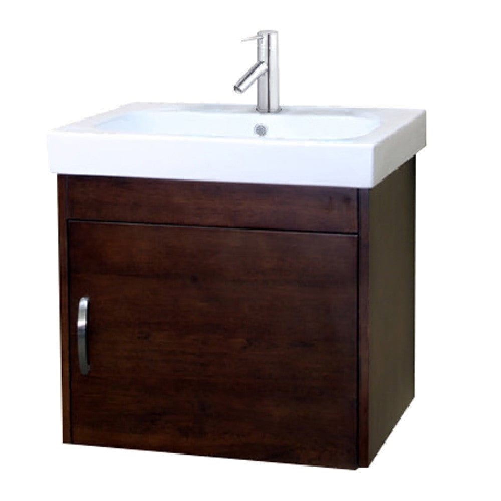 Bellaterra 24.4 in Single wall mount style sink vanity-wood- walnut 203136-S