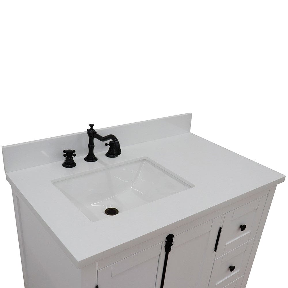 Bellaterra 37" Single vanity in Glacier Ash Finish  - Left doors/Left Sink 400100-37L-GA