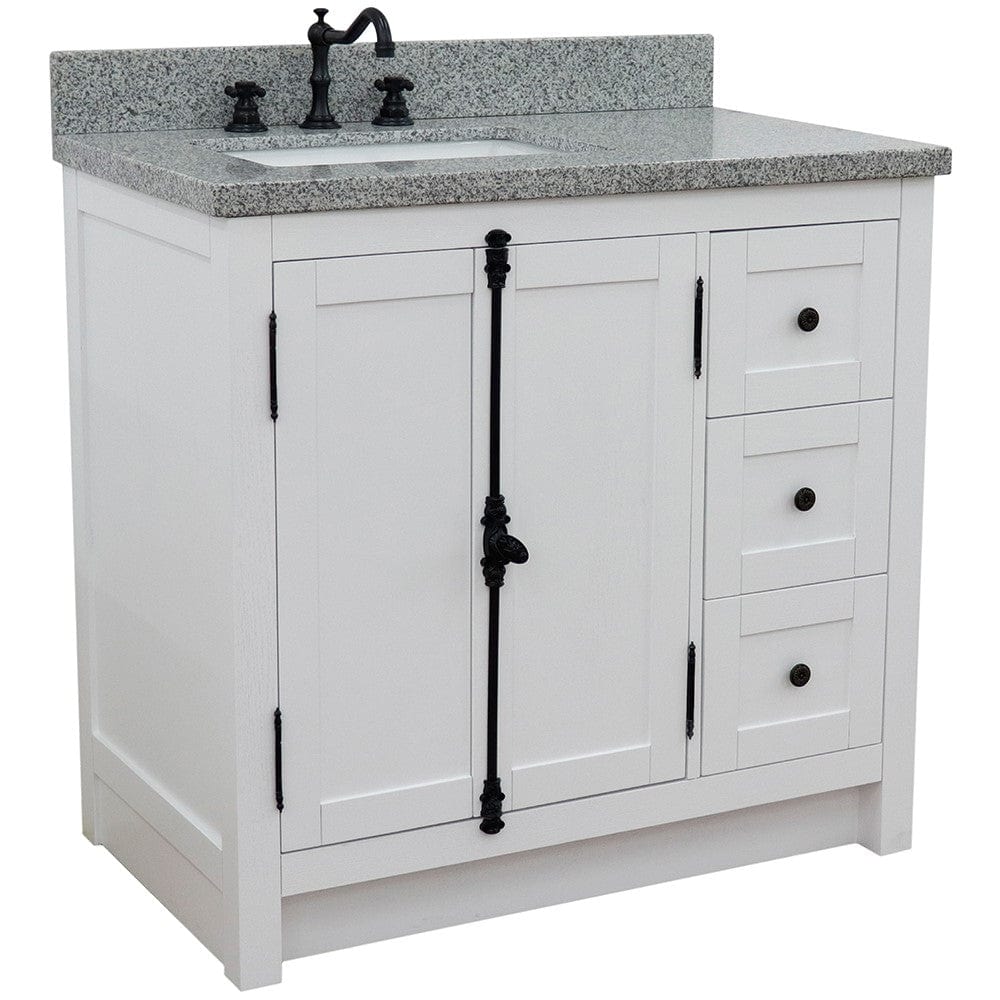 Bellaterra 37" Single vanity in Glacier Ash Finish  - Left doors/Left Sink 400100-37L-GA