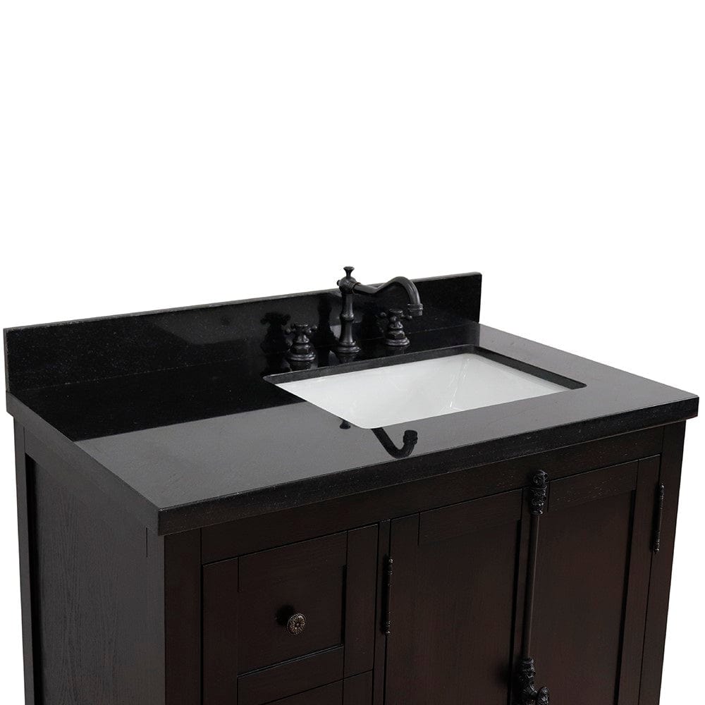 Bellaterra 37" Single Vanity in Brown Ash Finish Right doors/Right Sink 400100-37R-BA