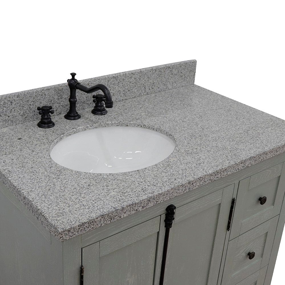 Bellaterra 37" Single vanity in Gray Ash Finish - Left doors/Left Sink 400100-37L-GYA