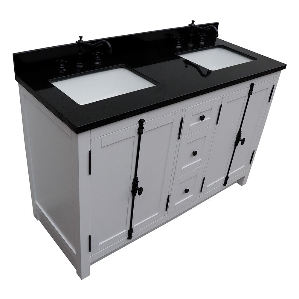 Bellaterra 55" Double Vanity in Glacier Ash Finish Rectangle Sink