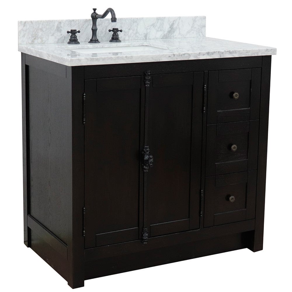 Bellaterra 37" Single Vanity Brown Ash Finish - Left Door/Left Sink 400100-37L-BA