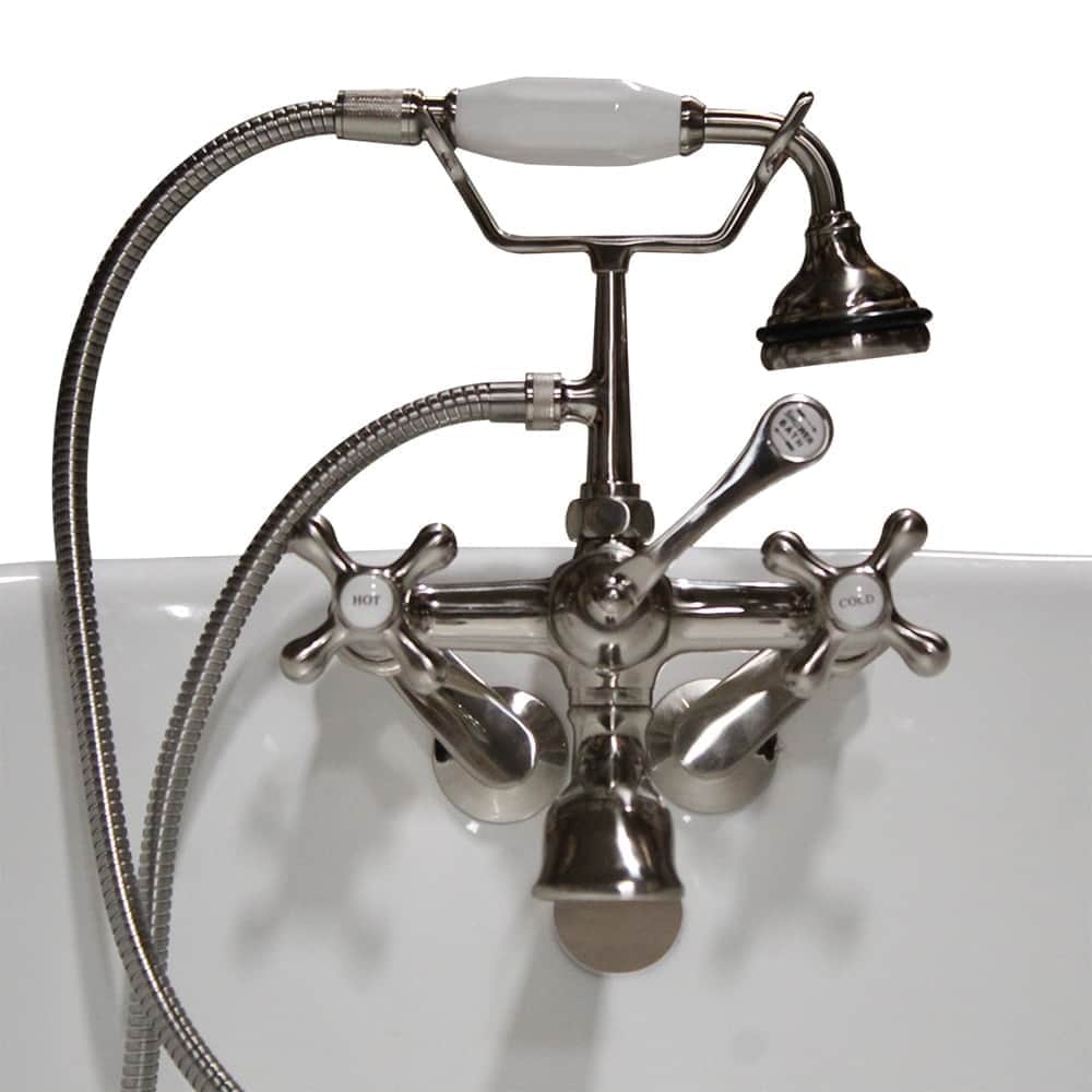 Cambridge Plumbing Clawfoot Tub Wall Mount British Telephone Faucet with Hand Held Shower