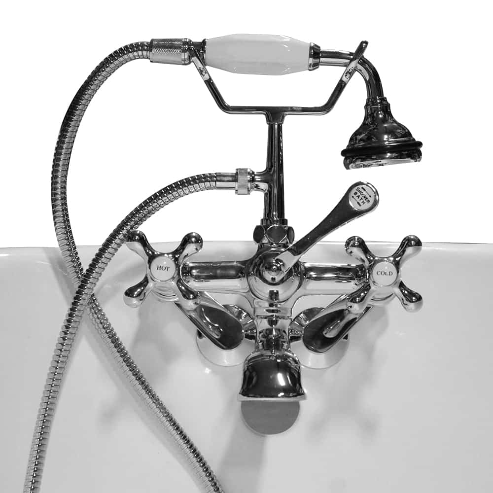 Cambridge Plumbing Clawfoot Tub Wall Mount British Telephone Faucet with Hand Held Shower