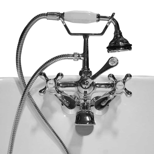 Cambridge Plumbing Clawfoot Tub Wall Mount British Telephone Faucet with Hand Held Shower