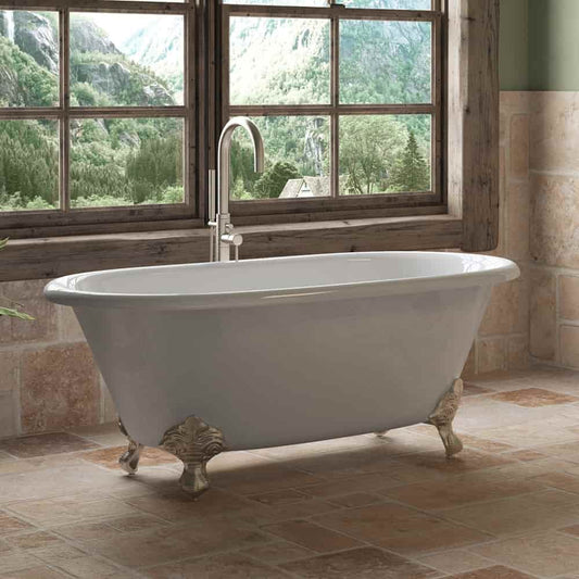 Cambridge Plumbing Cast Iron Double Ended Clawfoot Tub 60" X 30" with No Faucet Drillings