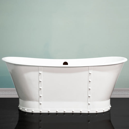 Cambridge Plumbing Cast Iron Double Slipper Skirted Bathtub 27"D x 67"L x 28"H DES67-PED-NH