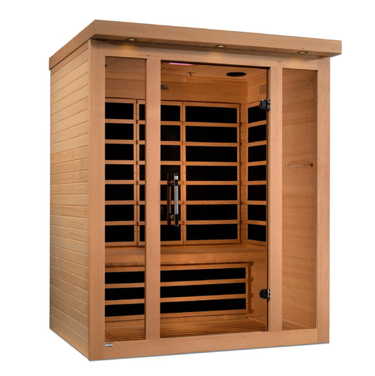 Golden Designs Dynamic Vila 3-person Ultra Low EMF (Under 3MG) FAR Infrared Sauna (Canadian Hemlock) DYN-6315-02