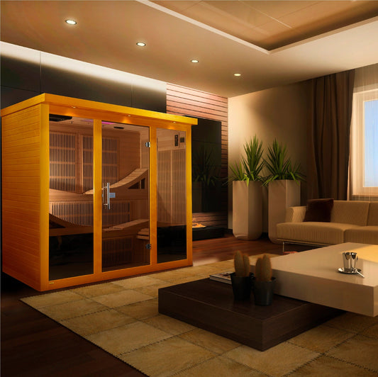 Golden Designs Dynamic Monaco 6-person Ultra Low EMF (Under 3MG) FAR Infrared Sauna (Canadian Hemlock) DYN-6996-01