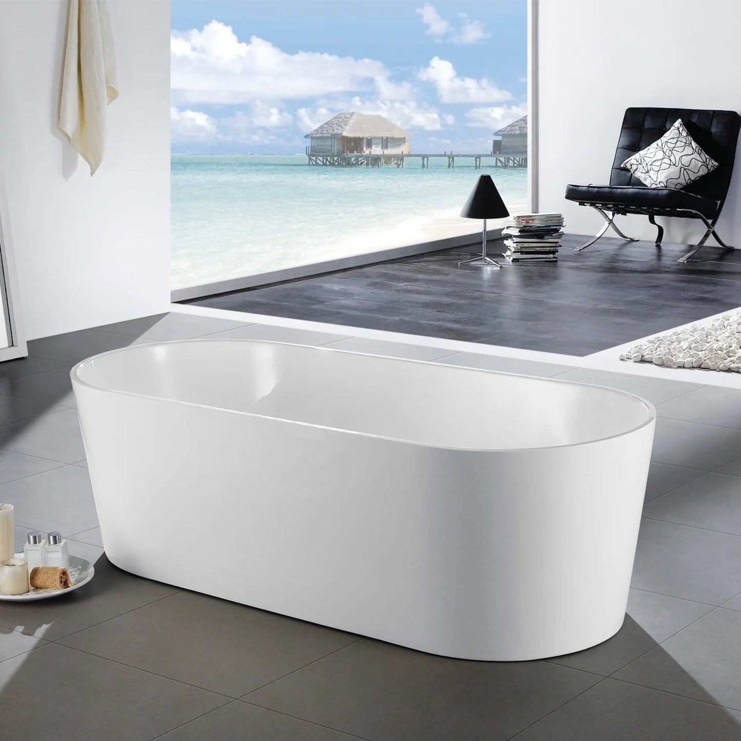 Eviva Chloe Freestanding 59 in. Acrylic Bathtub in White