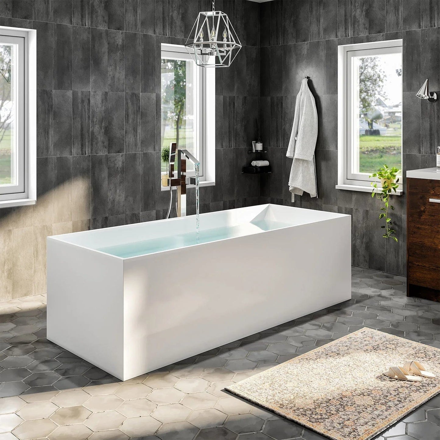 EVIVA Tebas 55 Inch Acrylic Freestanding Bathtub