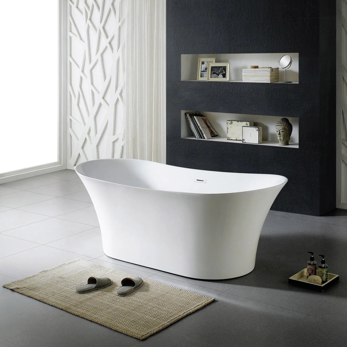 Eviva Skylar Freestanding 71 in. Acrylic Bathtub in White