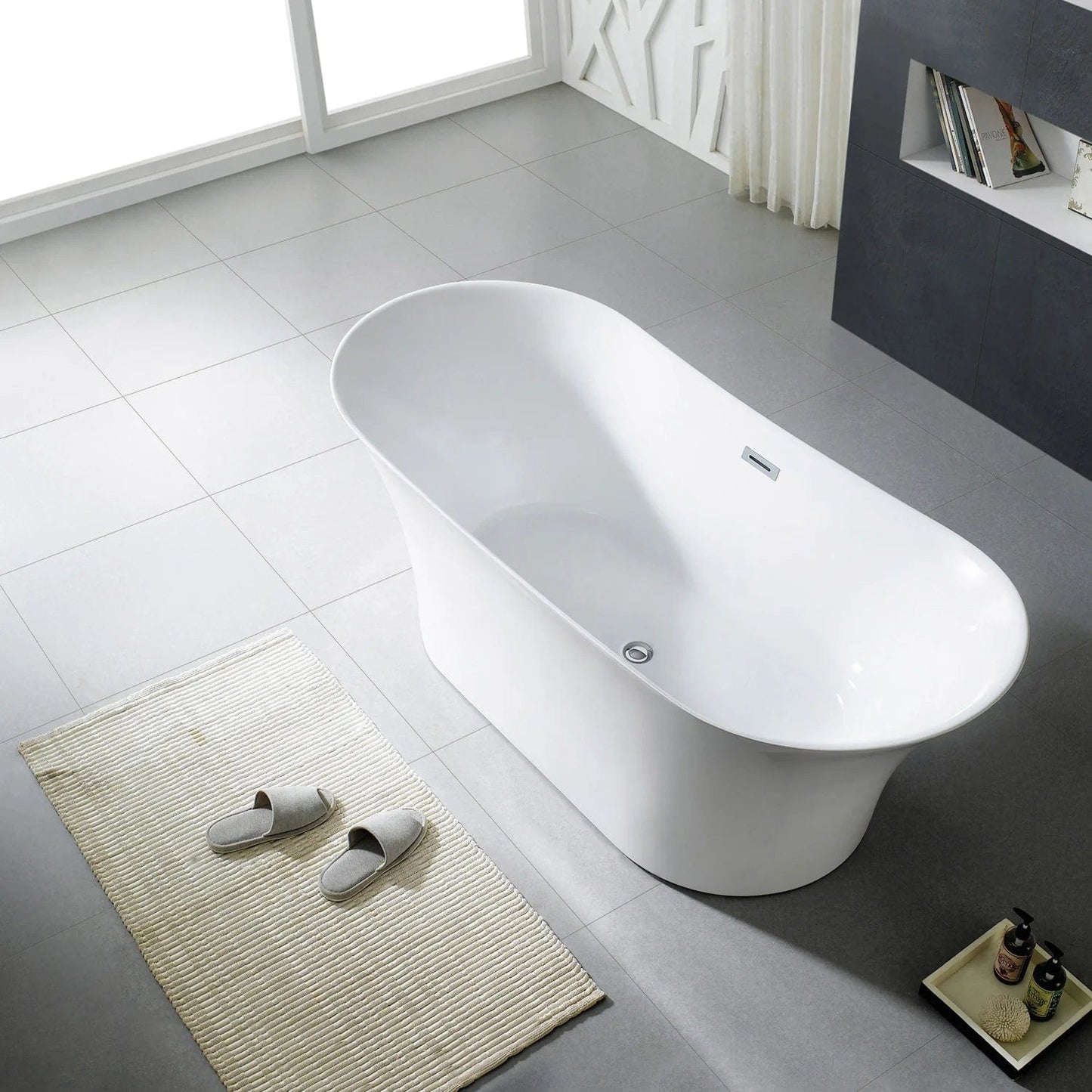 Eviva Skylar Freestanding 71 in. Acrylic Bathtub in White