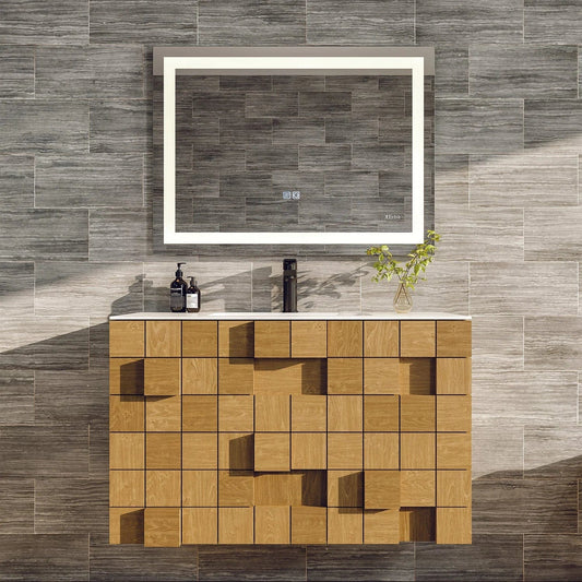 Eviva Mosaic Wall Mounted Oak Bathroom Vanity