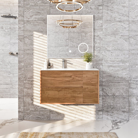 Eviva Prancer Oak Wall Mount Bathroom Vanity