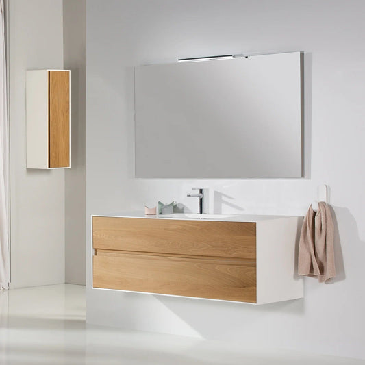 Eviva Elisa White and Oak Wall Mount Bathroom Vanity