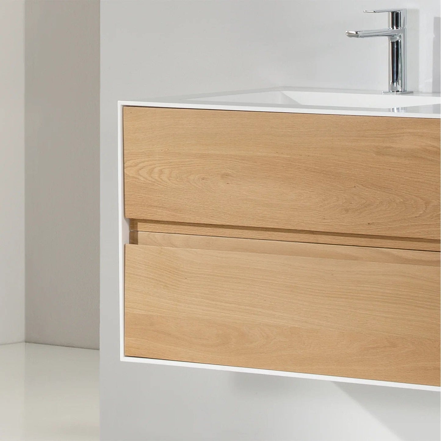 Eviva Elisa White and Oak Wall Mount Bathroom Vanity