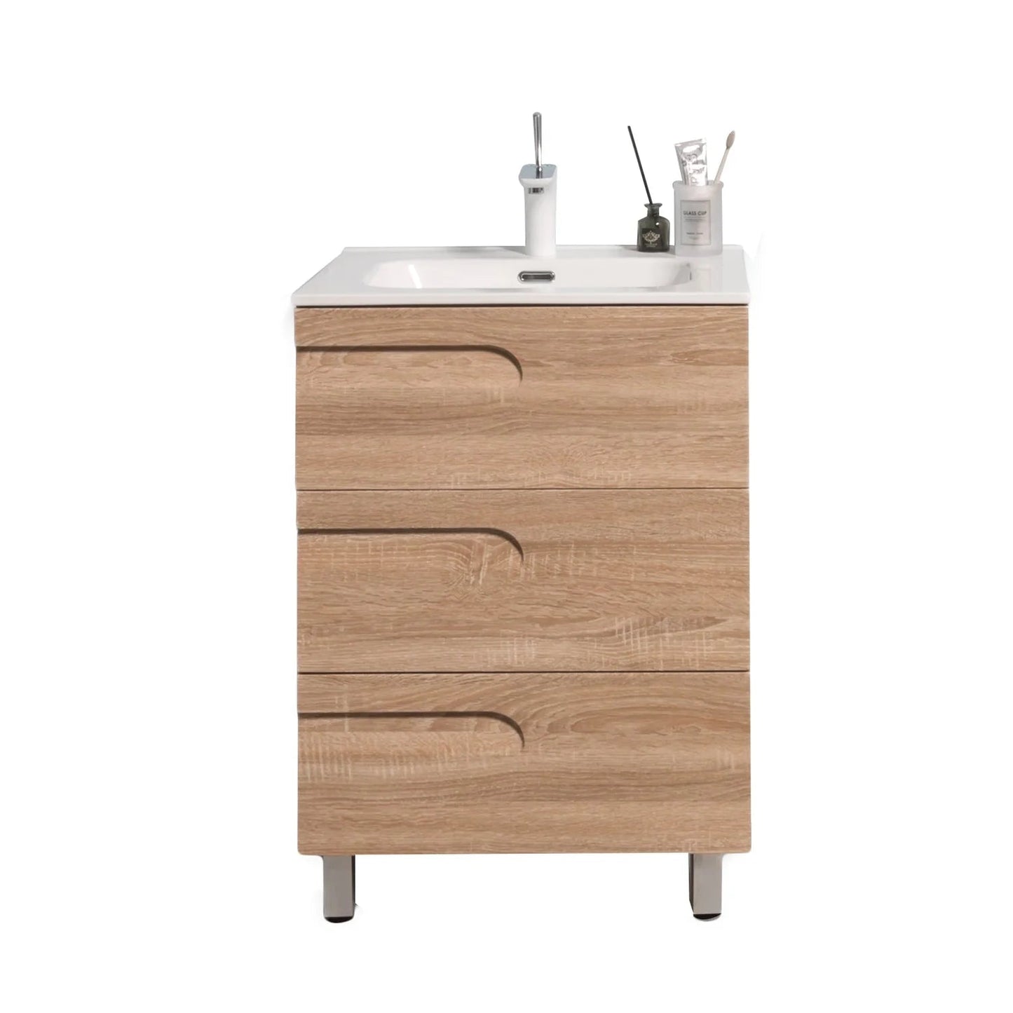 Eviva Joy 24" Freestanding Bathroom Vanity w/ White Integrated Top