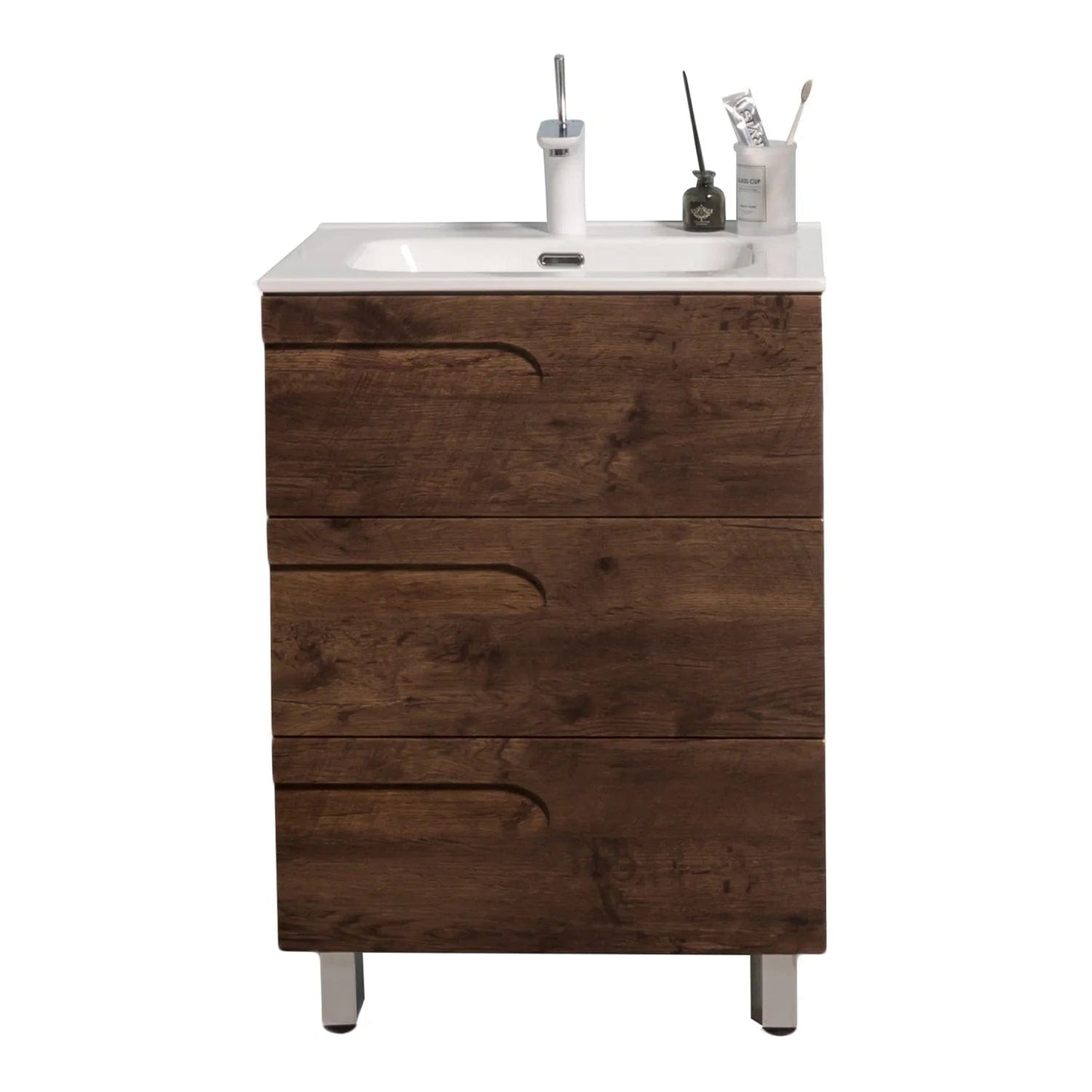 Eviva Joy 24" Freestanding Bathroom Vanity w/ White Integrated Top