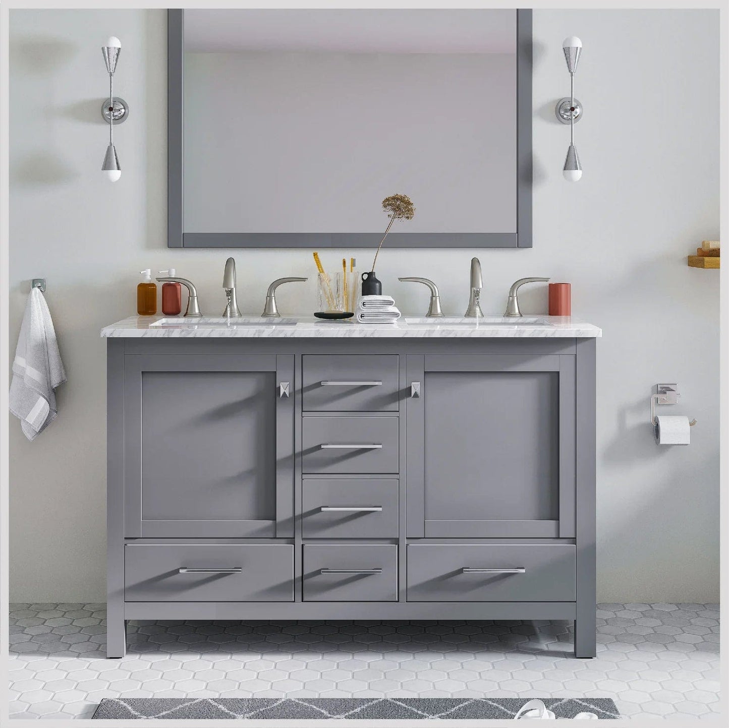 Eviva Aberdeen 48 Inch Transitional Double Sink Bathroom Vanity