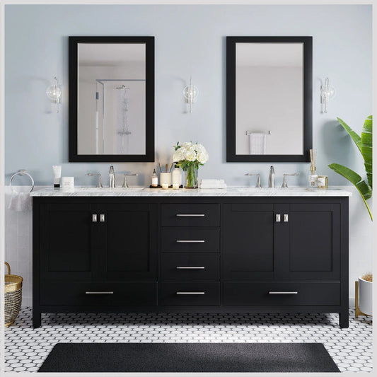 Eviva Aberdeen 84 inch Transitional Double Sink Bathroom Vanity