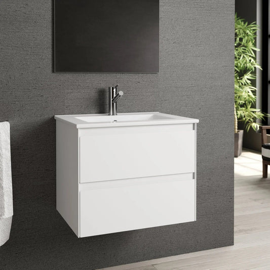 Eviva Bloom Matt White Bathroom Vanity with White Integrated Porcelain Sink