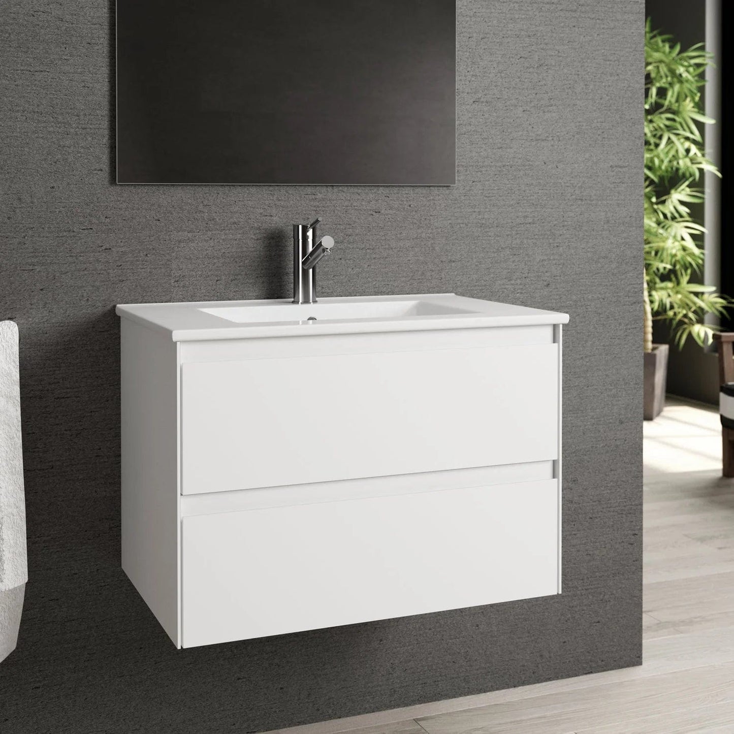 Eviva Bloom Matt White Bathroom Vanity with White Integrated Porcelain Sink