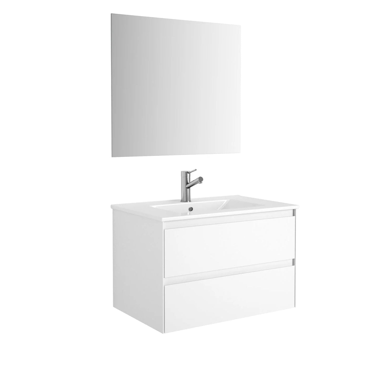 Eviva Bloom Matt White Bathroom Vanity with White Integrated Porcelain Sink