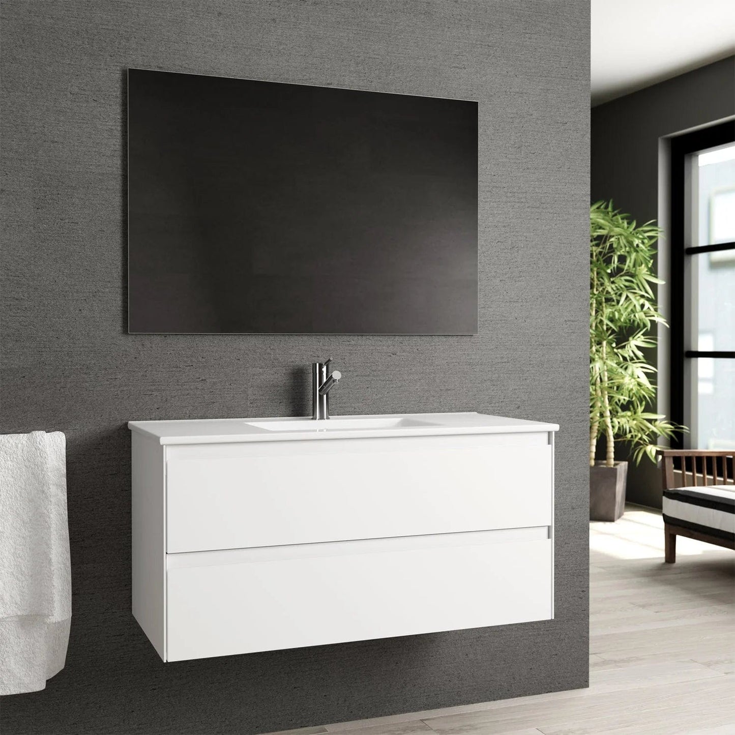 Eviva Bloom Matt White Bathroom Vanity with White Integrated Porcelain Sink