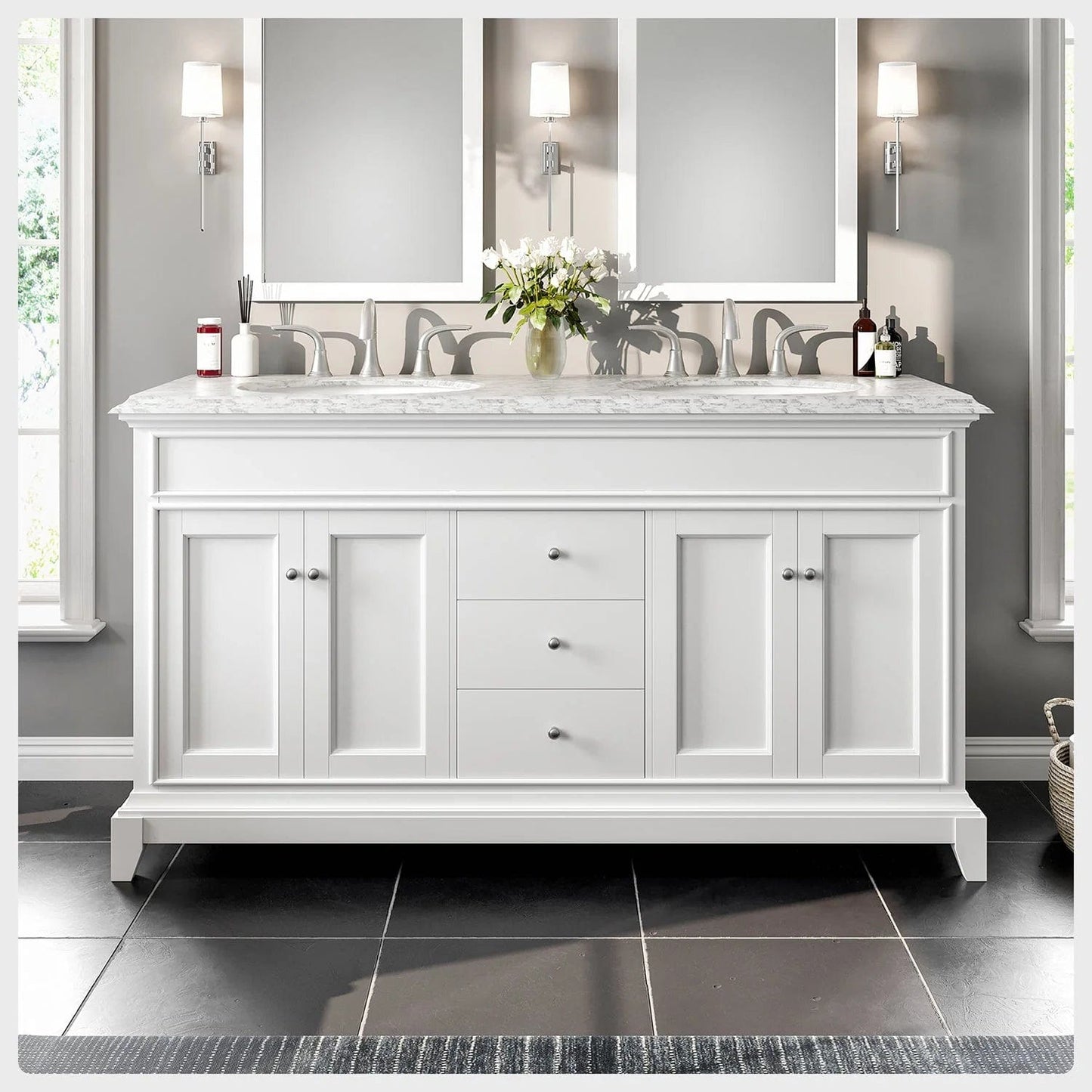 Eviva Elite Stamford 60 inch Solid Wood Bathroom Vanity