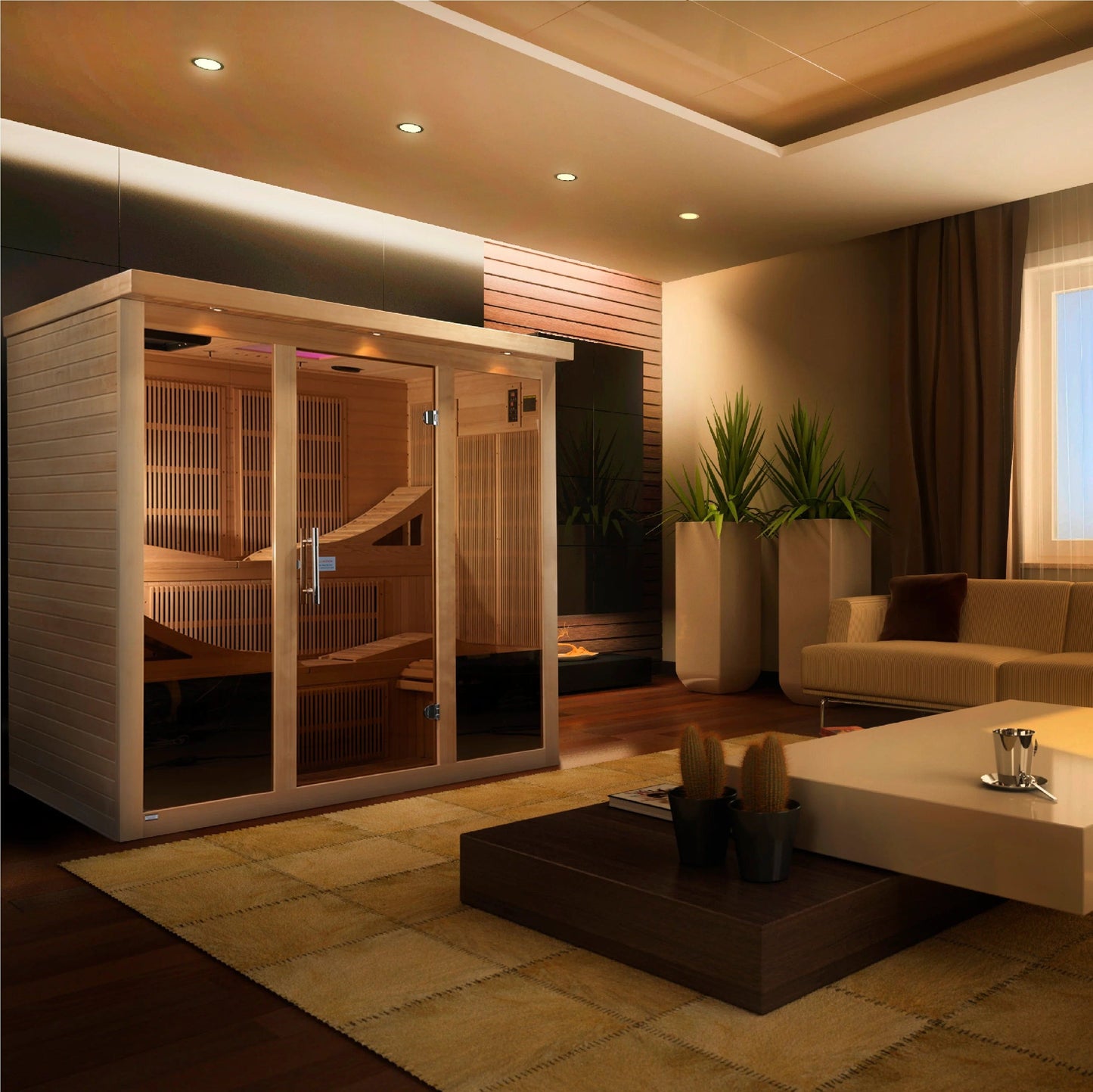 Golden Designs Monaco 6-person PureTech™ Near Zero EMF (Under 2MG) FAR Infrared Sauna (Canadian Hemlock) GDI-6996-01