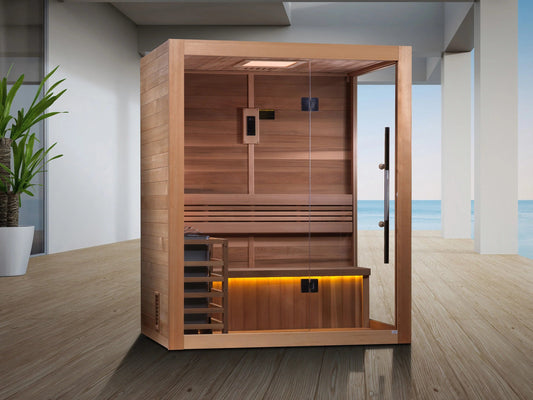 Golden Designs "Hanko Edition" 2 Person Indoor Traditional Sauna (GDI-7202-01) - Canadian Red Cedar Interior GDI-7202-01