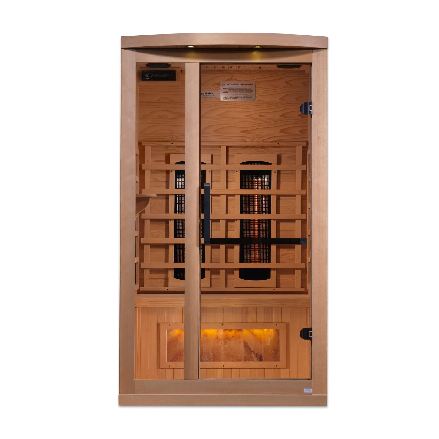 Golden Designs 1-2-Person Full Spectrum PureTech™ Near Zero EMF FAR Infrared Sauna with Himalayan Salt Bar (Canadian Hemlock) GDI-8010-02