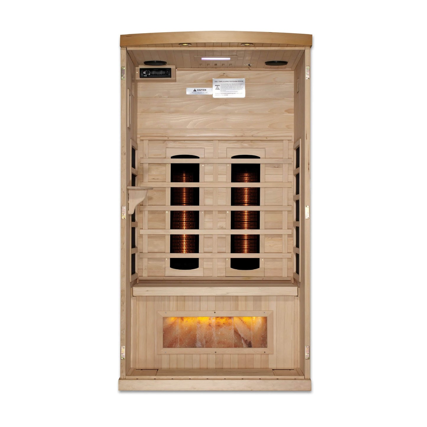 Golden Designs 1-2-Person Full Spectrum PureTech™ Near Zero EMF FAR Infrared Sauna with Himalayan Salt Bar (Canadian Hemlock) GDI-8010-02