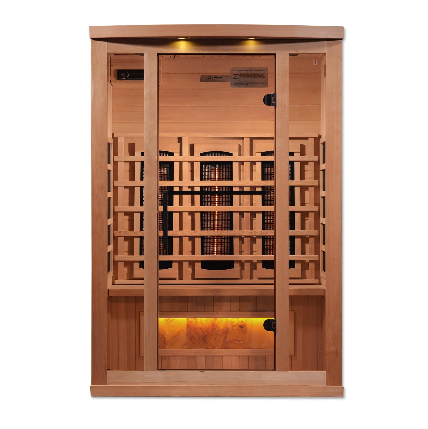 Golden Designs 2-Person Full Spectrum PureTech™ Near Zero EMF FAR Infrared Sauna with Himalayan Salt Bar (Canadian Hemlock) GDI-8020-02