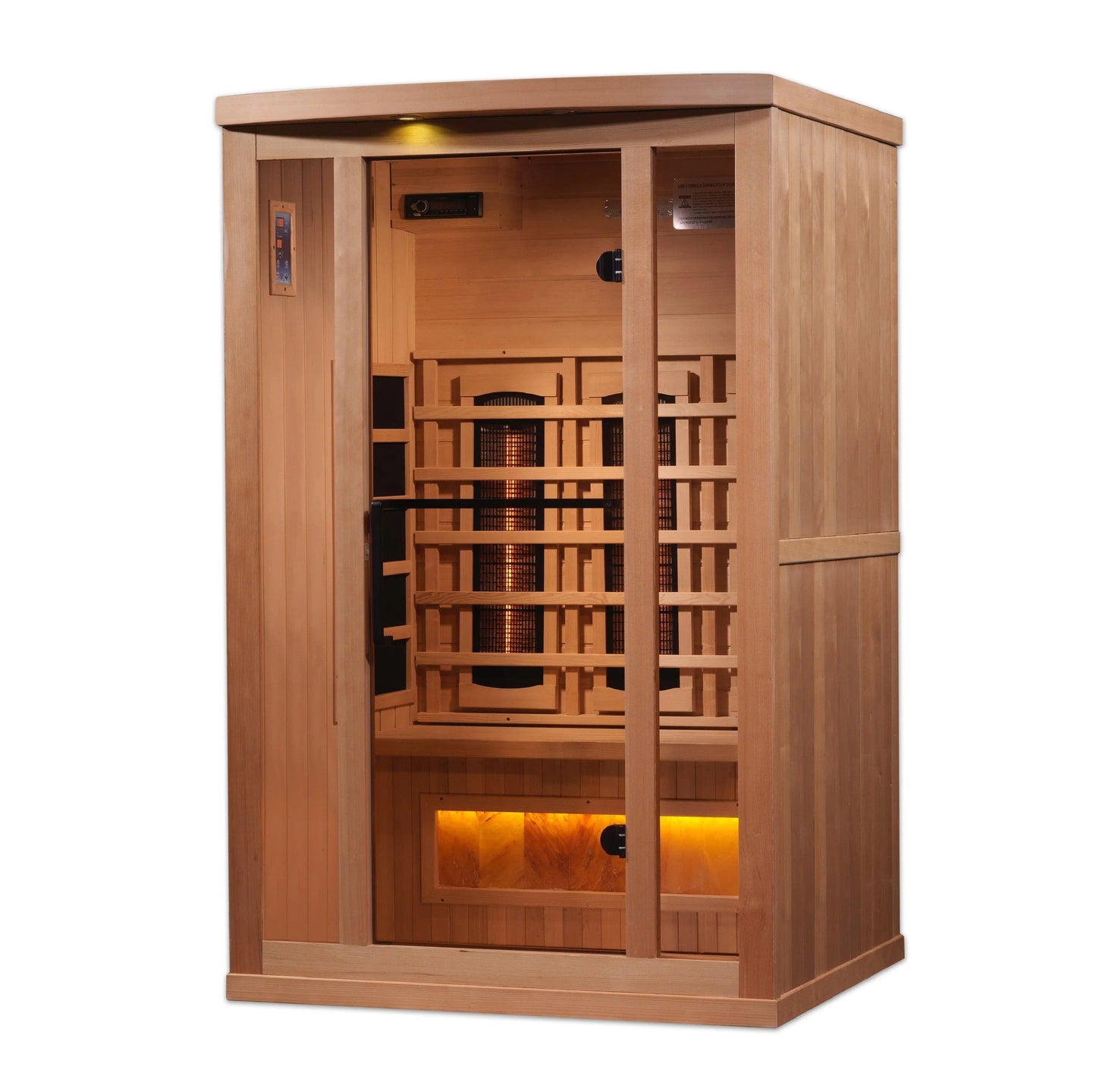 Golden Designs 2-Person Full Spectrum PureTech™ Near Zero EMF FAR Infrared Sauna with Himalayan Salt Bar (Canadian Hemlock) GDI-8020-02