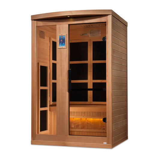 Golden Designs 2-Person "Hotel Edition" Full Spectrum PureTech™ Near Zero EMF FAR Infrared Sauna with Himalayan Salt Bar (Canadian Hemlock) GDI-8020-H2