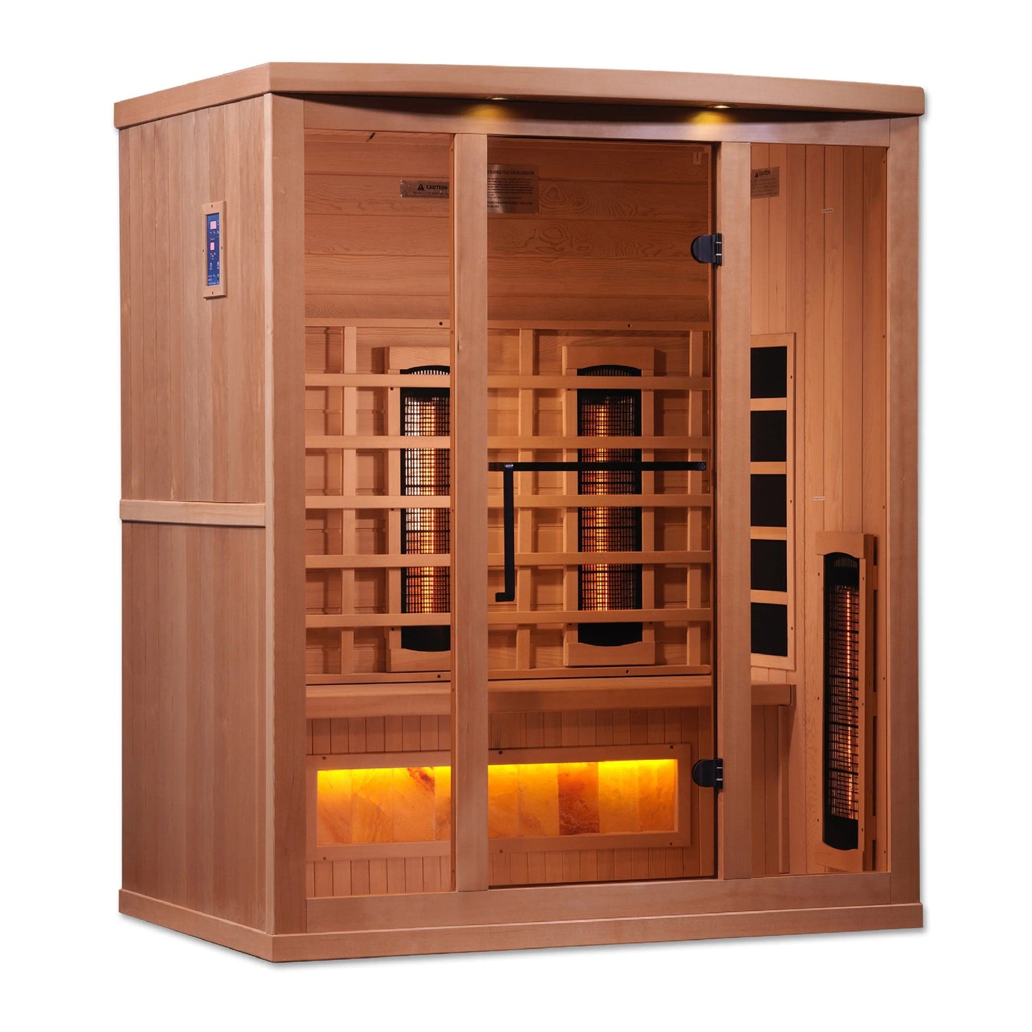 Golden Designs 3-Person Full Spectrum PureTech™ Near Zero EMF FAR Infrared Sauna with Himalayan Salt Bar (Canadian Hemlock) GDI-8030-02