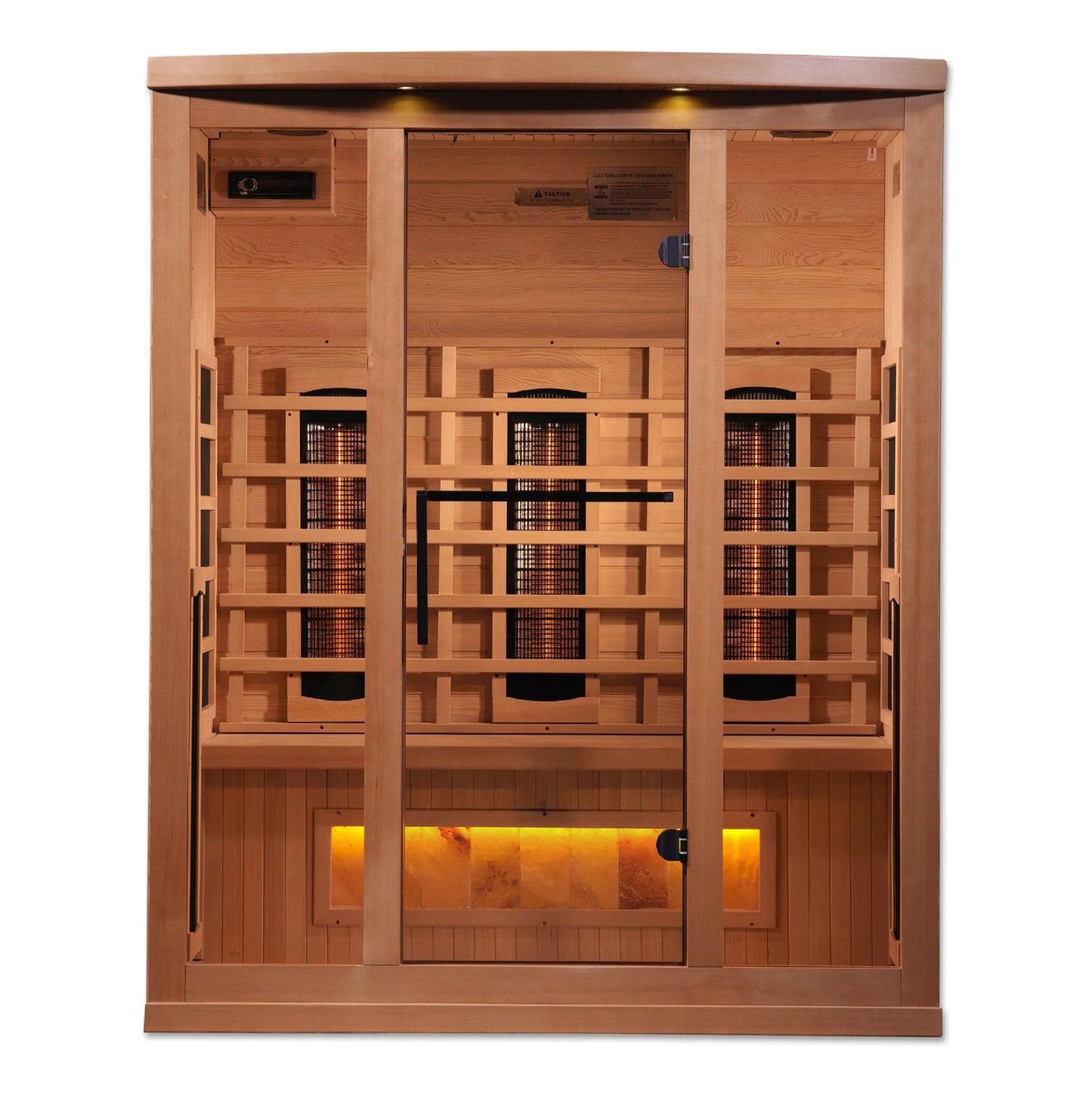 Golden Designs 3-Person Full Spectrum PureTech™ Near Zero EMF FAR Infrared Sauna with Himalayan Salt Bar (Canadian Hemlock) GDI-8030-02